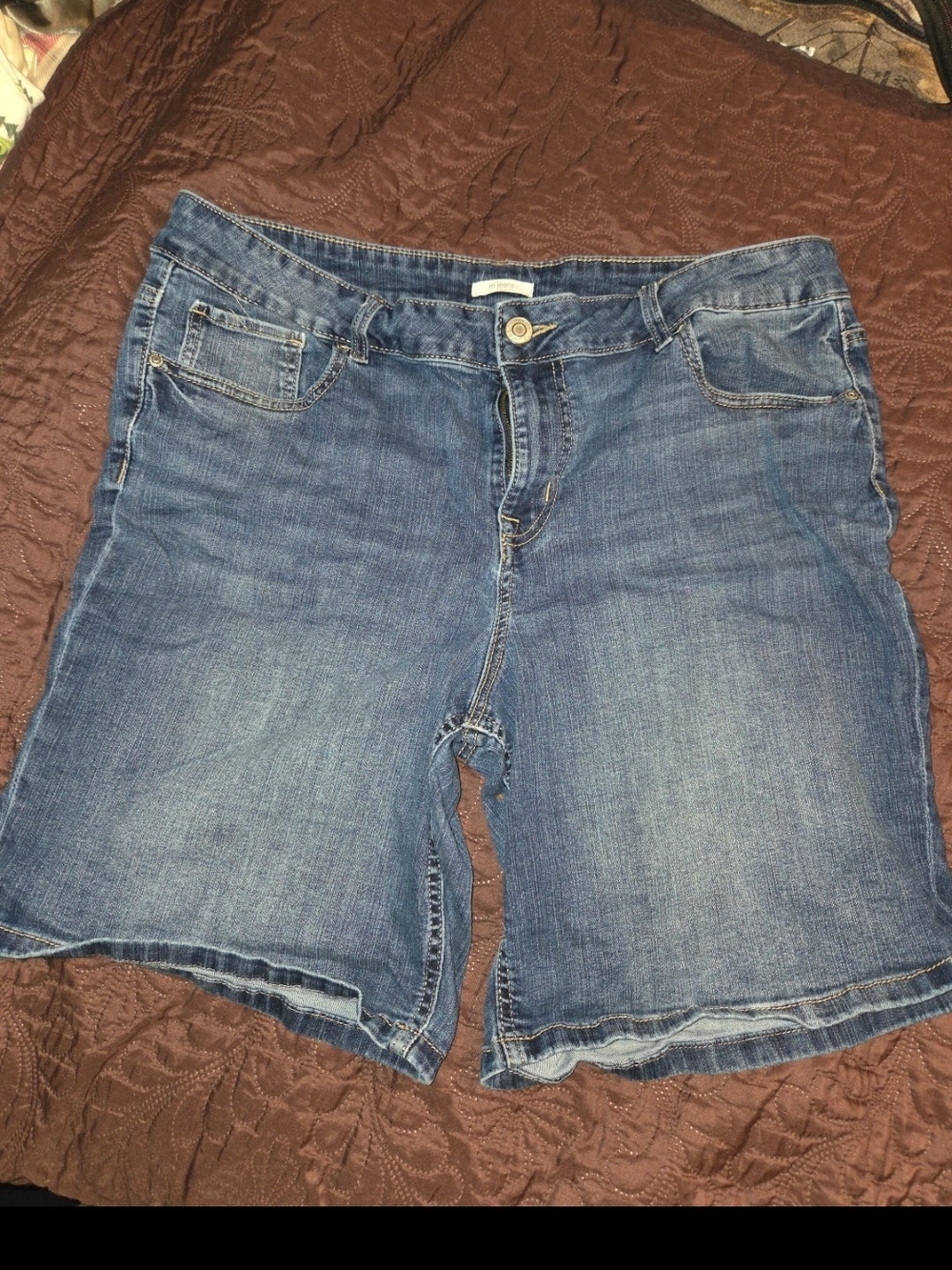 Women's Mid-Rise Blue Denim Bermuda Shorts
